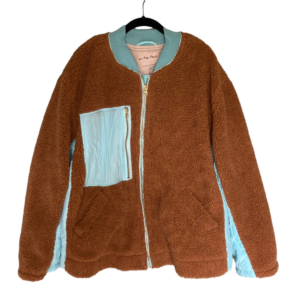 💙 Free People Zip Up Color Block Sherpa Coat 💙